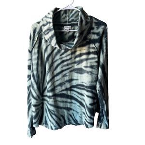 Wonderly Women Sz XL Tie Dye Sweater Green Cowl Neck Long Sleeve Boutique Preppy